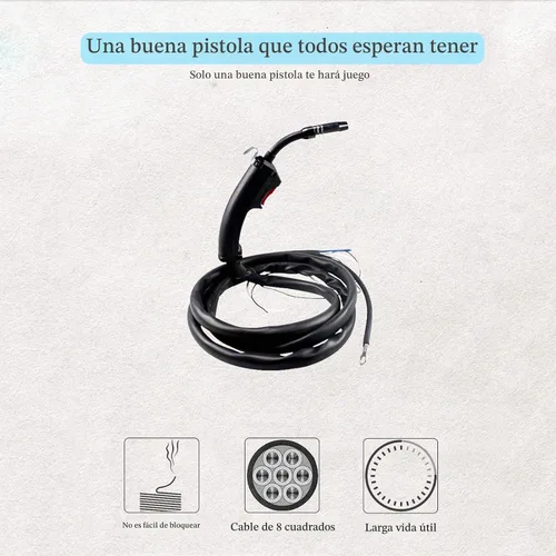 Vista 4 de Antorcha de soldadura MIG 14AK MB14 con protección de gas CO2, 6.6 ft, se adapta a corriente 160A200A, negro, acero inoxidable