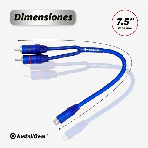 Vista 3 de InstallGear Paquete de 2, Adaptador Divisor RCA Blindado en Y de 1 pie – 1 Hembra a 2 Cables RCA Macho, Cable de Cobre Sin Oxígeno Duradero