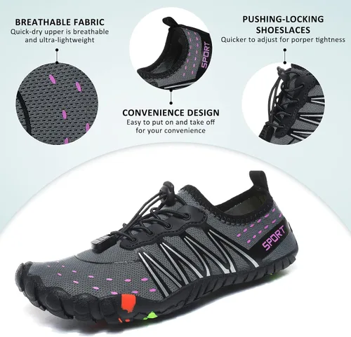Vista 2 de ziitop Zapatos de agua para hombres y mujeres, para playa, descalzos, natación, escalada, piscina, calcetines, antideslizantes, transpirables