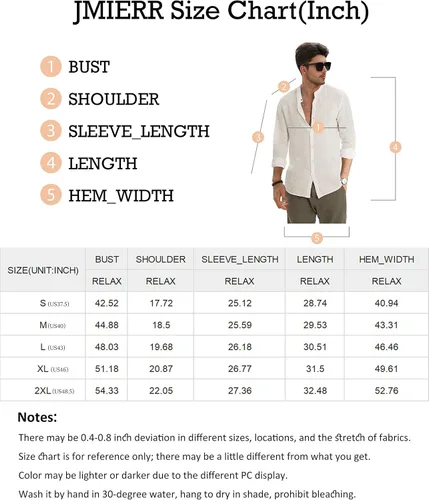 Vista 6 de JMIERR Camisas de algodón y lino para hombre, de verano, casual, de manga larga, cuello con botones, camisa de playa