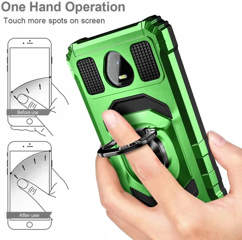 Vista 6 de Funda diseñada para Schok Volt SV55 con protector de pantalla [vidrio templado], funda protectora a prueba de golpes [grado militar] con soporte
