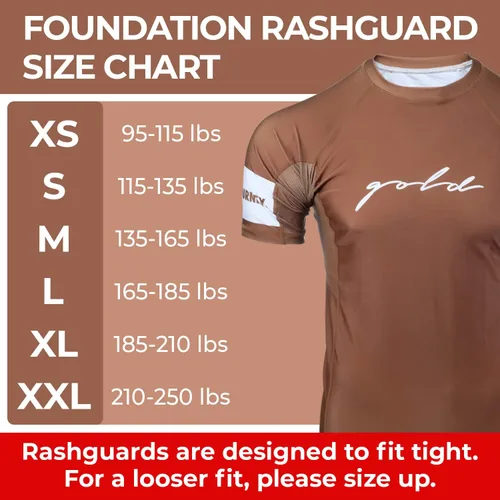 Vista 2 de Gold BJJ Foundation Rash Guard - Rashguard de Jiu Jitsu sin Gi y Gi