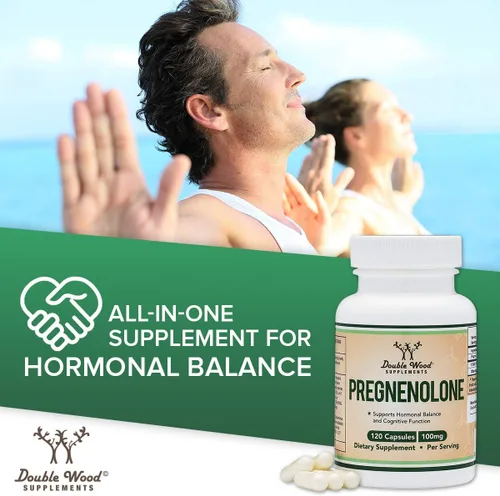 Vista 6 de Pregnenolona 100 mg por porción (convertida a progesterona para aumentar los niveles de progesterona) - Testado por terceros - 120 cápsulas