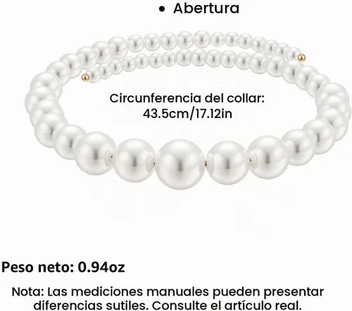 Vista 5 de MUYAN Imitation Pearl Open Choker Necklace for Women White Blanco