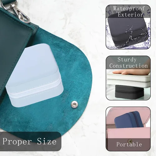 Vista 5 de Mini joyero de viaje, pequeñas cajas organizadoras de joyas, cajas portátiles de almacenamiento de regalos para anillos, colgantes, aretes