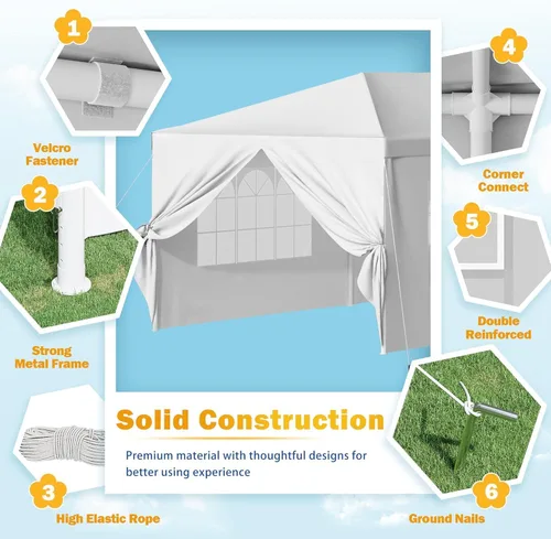 Vista 3 de Flamaker Carpa de fiesta resistente de 10 x 30 pies, toldo impermeable para bodas con paredes laterales extraíbles y 2 puertas, perfecto