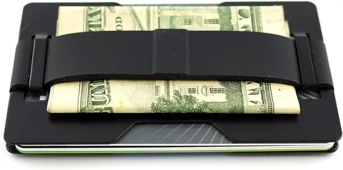 Vista 2 de Radix One Black Steel - sujeta billetes cartera fuerte ultradelgada para bolsillo frontal minimalista con bloqueado de identificación por