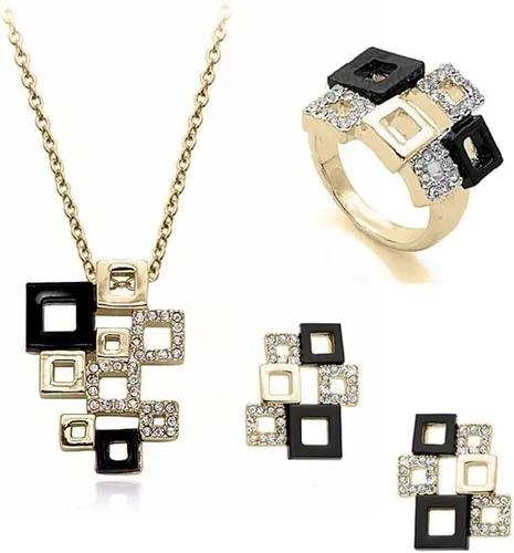 Vista 2 de Juego de aretes y collares de cristal Juego de collares y aretes de moda con cristales austriacos para mujer