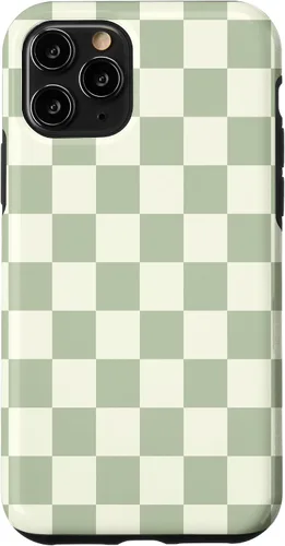Vista 29 de Funda clásica Checkered Checker Checkerboard Light Sage Green para iPhone 17