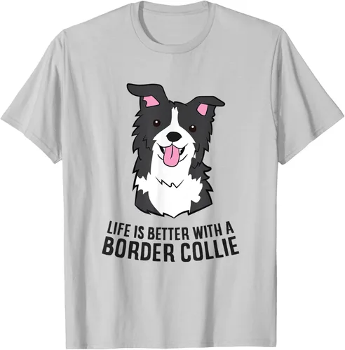 Vista 55 de Camiseta Border Collie Owner Life Is Better With a Border Collie Dog, Blanco, S