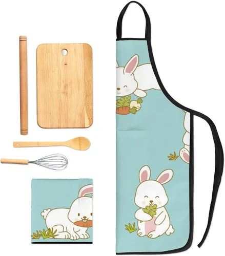 Vista 7 de Delantal infantil personalizado, delantal infantil personalizado para cocinar, hornear, jardinería, fiestas