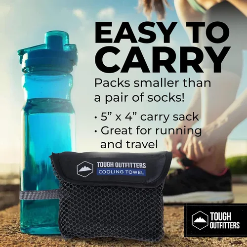 Vista 7 de Toalla de Enfriamiento Tough Outdoors - Toallas de Enfriamiento para Cuello y Cara - Envoltura de Hielo y Paño de Sudor para Camping, Gimnasio, Yoga