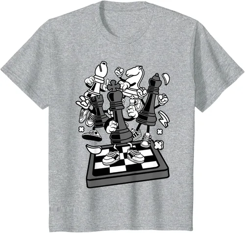 Vista 51 de Figura cómica Camiseta de tablero de ajedrez jugador de ajedrez Azul Marino