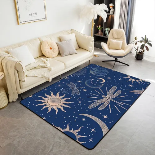 Vista 20 de Erosebridal Alfombra bohemia con estampado de ojos de 3 x 5 pulgadas, alfombra exótica de mariposa azul, estilo bohemio, alfombra decorativa moderna
