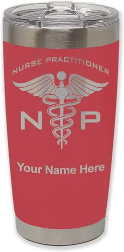 Vista 24 de LaserGram NP Nurse Practioner - Vaso aislado al vacío de 20 onzas, grabado personalizado incluido (negro)