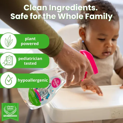 Vista 6 de Dapple Spray de limpieza multiusos para bebés y toallitas multiusos (paquete de 2) botella de 16.9 onzas líquidas, 30 toallitas de limpieza