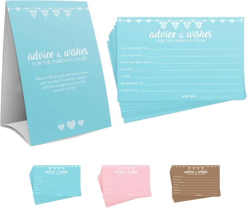 Vista 10 de Party Hearty Juegos de Baby Shower para Niño, 50 pcs Juego de Predicciones y Consejos, Tarjetas de Actividades Divertidas, Ideas de Baby Shower 50