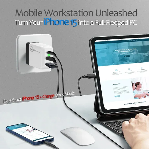 Vista 5 de Base para interruptorcargador iPhone 15, adaptador ShuOne USB C a HDMI, para Nintendo SwitchOLED con puertos de carga rápida HDMI 4K a 60Hz