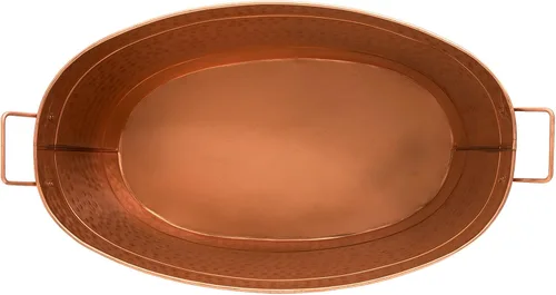 Vista 3 de Achla Designs Bañera galvanizada chapada en cobre martillado ovalado