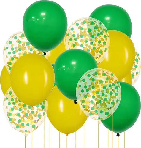 Vista 10 de Globos de helio de látex negro y dorado de 12 pulgadas, globo de confeti negro y dorado para decoración de fiestas, paquete de 50