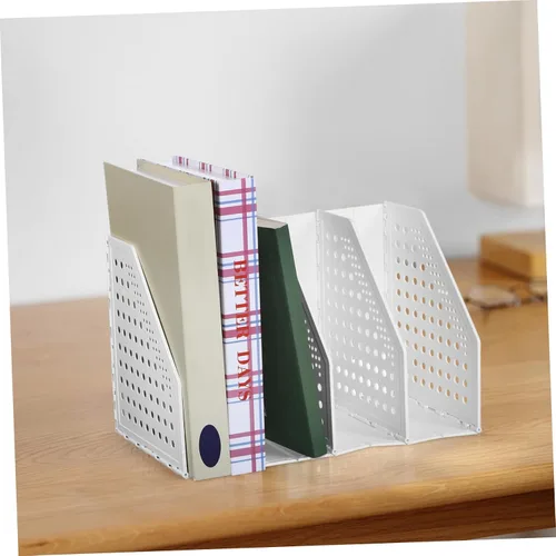 Vista 9 de OSALADI Desk File Organizer with Multiple Compartments Collapsible Binder Holder and Magazine File for Office Use Material Space-saving Design for