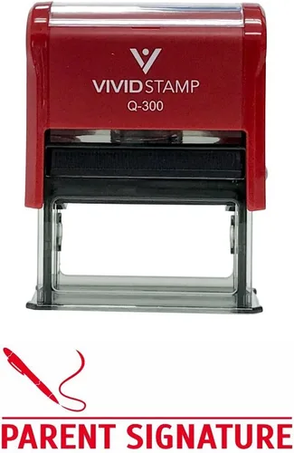 Vista 16 de Timbre de caucho de entintado automático con inscripción PARENT SIGNATURE, Negro