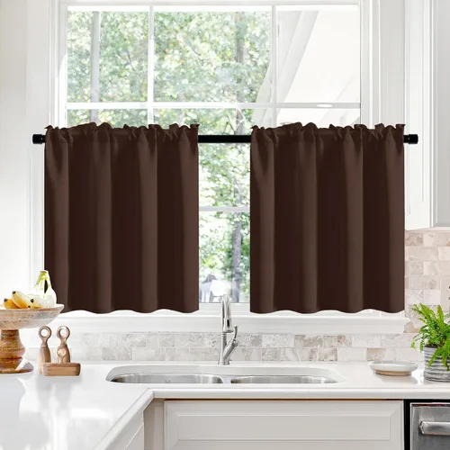 Vista 20 de Deconovo Cortinas opacas, aislamiento térmico, dobladillo para barra, reducción de ruido, certificado Oeko-TEX, cortinas de oscurecimiento