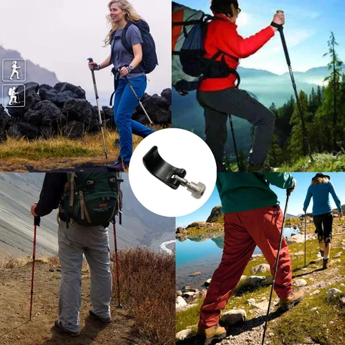 Vista 5 de Paquete de 2 manijas de bloqueo para bastón de caminar, poste de escalada, bloqueo externo, clips de bloqueo para bastón de trekking, pieza