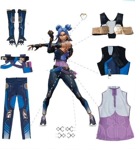 Vista 3 de Disfraz de cosplay de arándanos para Valorant Neon