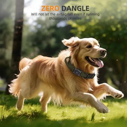 Vista 4 de Collar táctico para perro con AirTag, 100% impermeable, collares para perro Apple Air Tag integrados con soporte rígido de PC para AirTag, collar