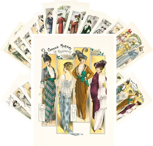Vista 5 de PIXILUV Postales vintage (24 piezas de 4 x 6 pulgadas cada una) Retratos pacíficos de Art Nouveau de hermosas mujeres florales en vestidos fluidos