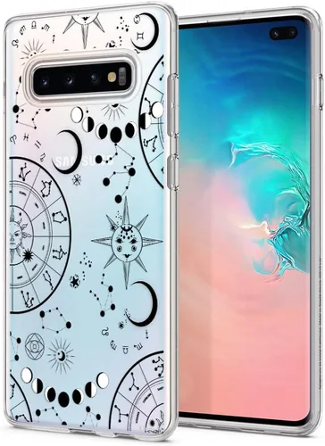 Vista 15 de Unov Funda para Galaxy S10, transparente con diseño, ajuste delgado, buen agarre, funda de teléfono en relieve, cubierta protectora a prueba