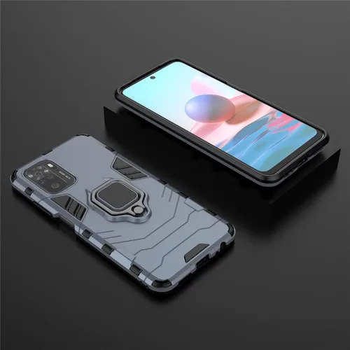 Vista 5 de Compatible con Xiaomi Mi Redmi Note 10, Redmi Note 10S, soporte de anillo de metal a prueba de golpes