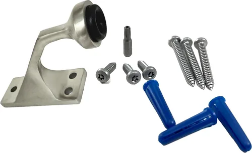 Vista 8 de Harris Hardware 4153-B Tope de puerta de acero inoxidable fundido de 90 grados con parachoques de goma, 1 paquete