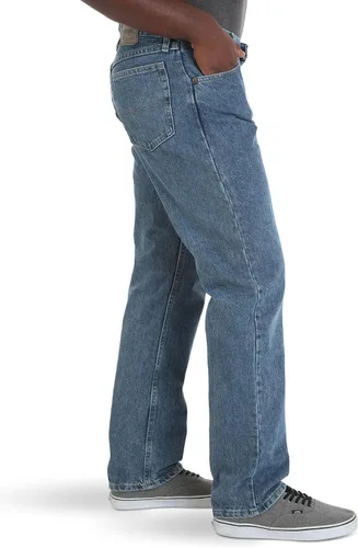 Vista 2 de Wrangler Authentics Jeans clásicos para hombre, corte holgado, con 5 bolsillos de algodón
