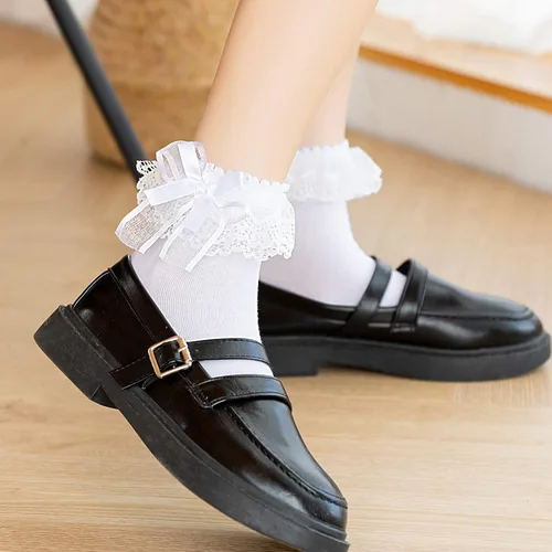 Vista 4 de SRYL Calcetines de encaje para mujer con volantes cómodos de princesa calcetines de encaje 5-9