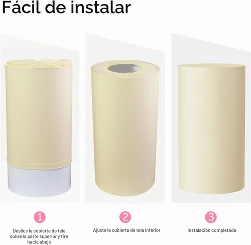 Vista 3 de Wokceer Fundas de soporte de cilindro de elastano para fiesta, 3 piezas, fundas de pedestal de cilindro, cubierta de pilar para fiesta de Beige