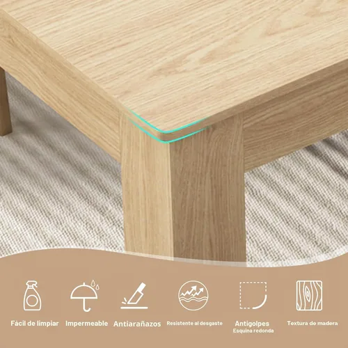 Vista 5 de Mesa de comedor extensible de 59 a 86 pulgadas para 6 a 10 personas, mesa de comedor de madera, mesa extensible moderna para reuniones, reuniones