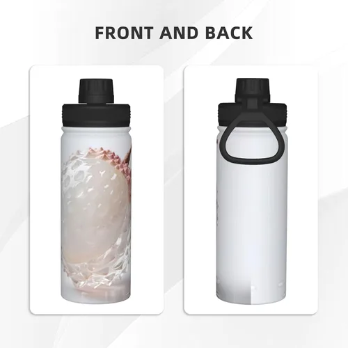 Vista 3 de litchi Printed Insulated Water Bottle, 18oz Stainless Steel Funny Travel Mug, Leakproof Hot & Cold for Sports, Gym, Hiking