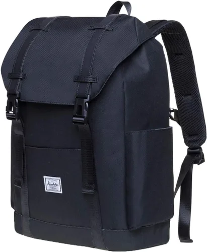 Vista 3 de KAUKKO Mochila de poliéster casual vintage y mochila de cuero (KS12-NEGRO)