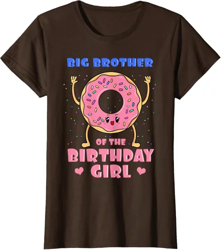 Vista 22 de Big Brother Of The Birthday Girl Donut Bday Party Bro Sib Camiseta, Negro, S