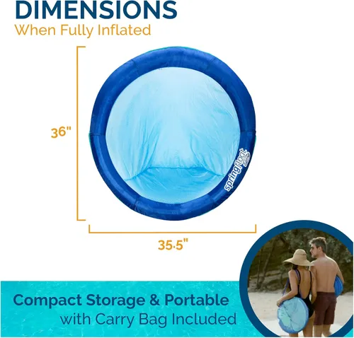 Vista 7 de SwimWays Spring Float Premium Papasan - Tumbona inflable para piscina para adultos con inflado rápido para edades de 15 años en adelante Azul Papasan
