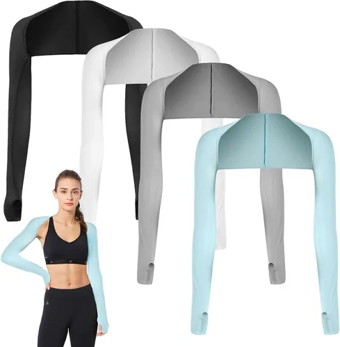 Vista 10 de PHOGARY, manguito de brazo con protección solar y UV, con enfriamiento, cómodo y transpirable, mangas anti-UV para mujer