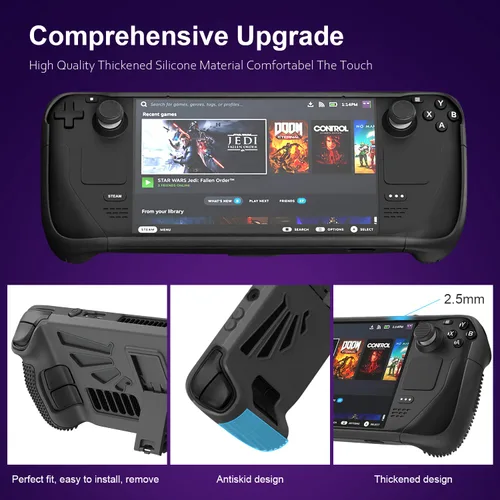 Vista 6 de Hrusitoo Steam Deck Case with Stand, Kickstand TPU Accessories Protector Case for Valve Steam Deck Console, Steam Deck Protective Cover Skin Shell