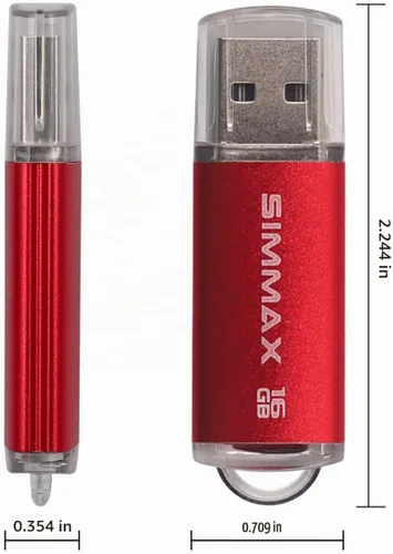 Vista 7 de SIMMAX Paquete de 2 unidades flash USB 2.0 de 16 GB con indicador LED (rojo y morado)