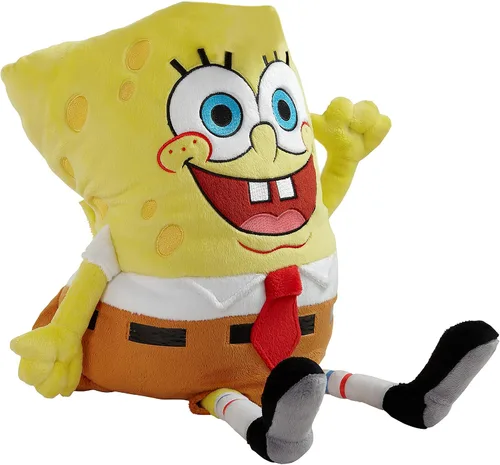 Vista 3 de Pillow Pets Nickelodeon Bob Esponja Pantalones cuadrados, 16 pulgadas Almohada de felpa suave, se desabrocha en una acogedora almohada por