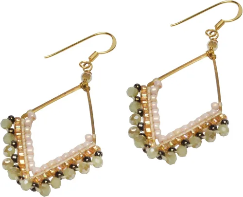 Vista 5 de Joob Joob Aretes bohemios para mujer, aretes colgantes de plata, joyería hecha a mano con cuentas para mujer