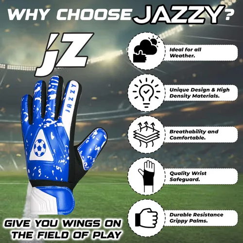 Vista 3 de Guantes de portero juvenil con doble protección para la muñeca, material de látex antideslizante Azul