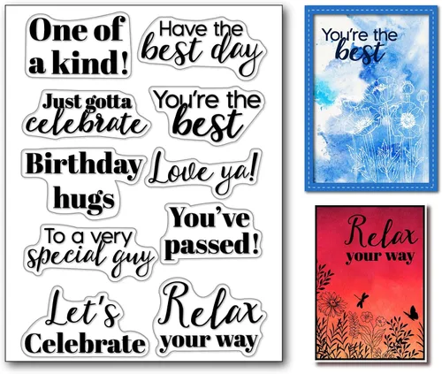 Vista 8 de Sello transparente de sentimiento de feliz cumpleaños para hacer tarjetas, versos de bendición, sellos de silicona, refranes de cumpleaños, sellos