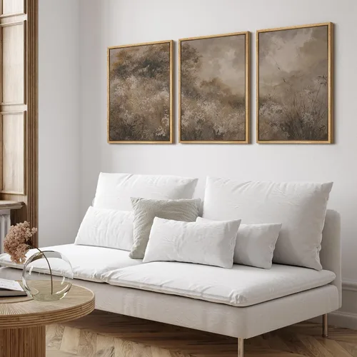 Vista 70 de SIGNFORD - Set de obras de arte en lienzo enmarcado para pared, ilustraciones abstractas de neblina del desierto en tonos neutros beige y marrón